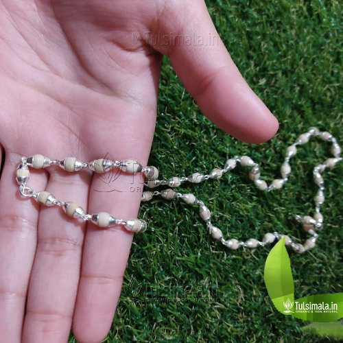 Pure Silver Cap with Original Tulsi Beads  Neck Mala for All