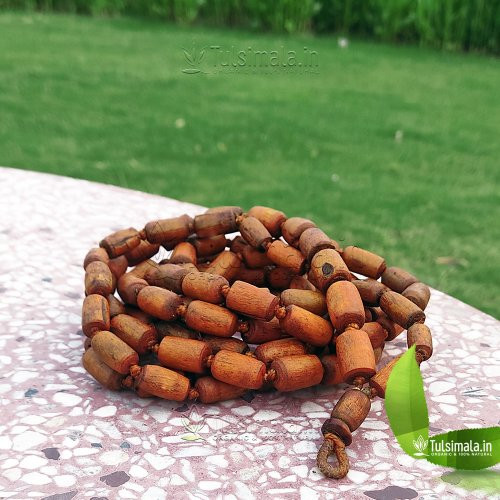 108+1 Bead Original Tulsi Japa Mala Golden Color Barrel Beads 14mm