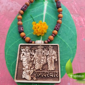 Shri Ramdarbar Big Tulsi Locket Mala with Brown Radha Beads 2