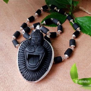 Pure Silver Sri Narasimha Locket Mala,  2.5x1.5 Inches