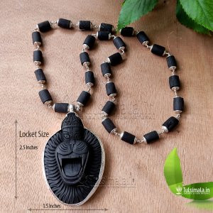 Pure Silver Sri Narasimha Locket Mala,  2.5x1.5 Inches