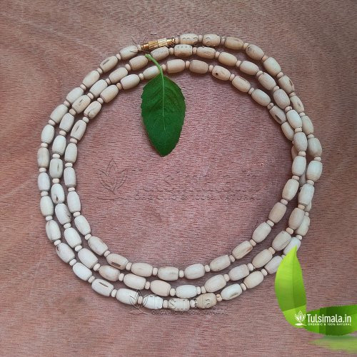 3 Round Original Tulsi 7mm Beads Size Neck Mala Super Quality Ovel Shaped Beads 51 Inches Length,  Actual Mala Photo Shown
