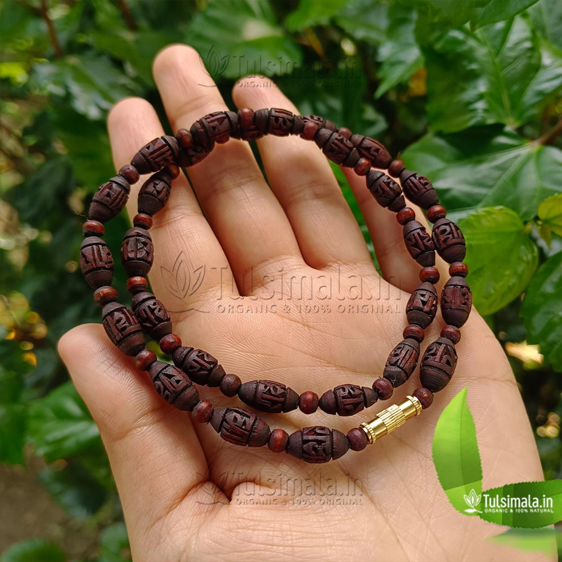 Shri Radha Carved Beads Bracelet Original Tulsi Beads 8mm Beads, Standard  Size with Adjustable Thread - Tulsi Mala