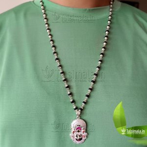 Khatu Shyam Locket Mala in Original Tulsi Beads with Pure Silver Locket