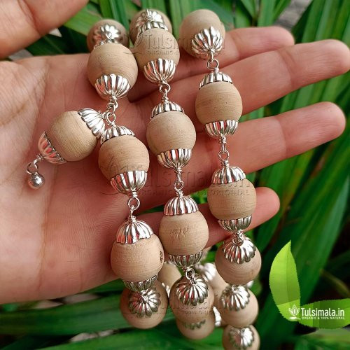 27+1 Original Tulsi Beads Mala with 92.5% Pure Silver