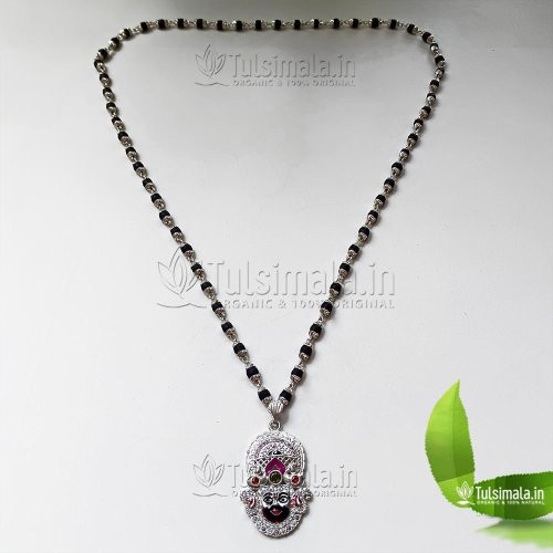 Khatu Shyam Locket Mala in Original Tulsi Beads with Pure Silver Locket