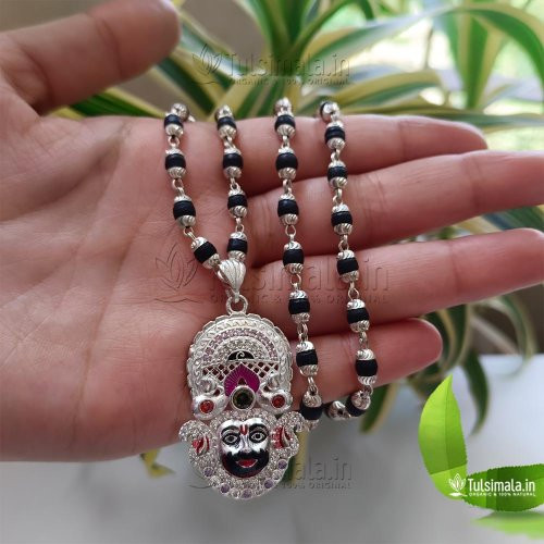 Khatu Shyam Locket Mala in Original Tulsi Beads with Pure Silver Locket