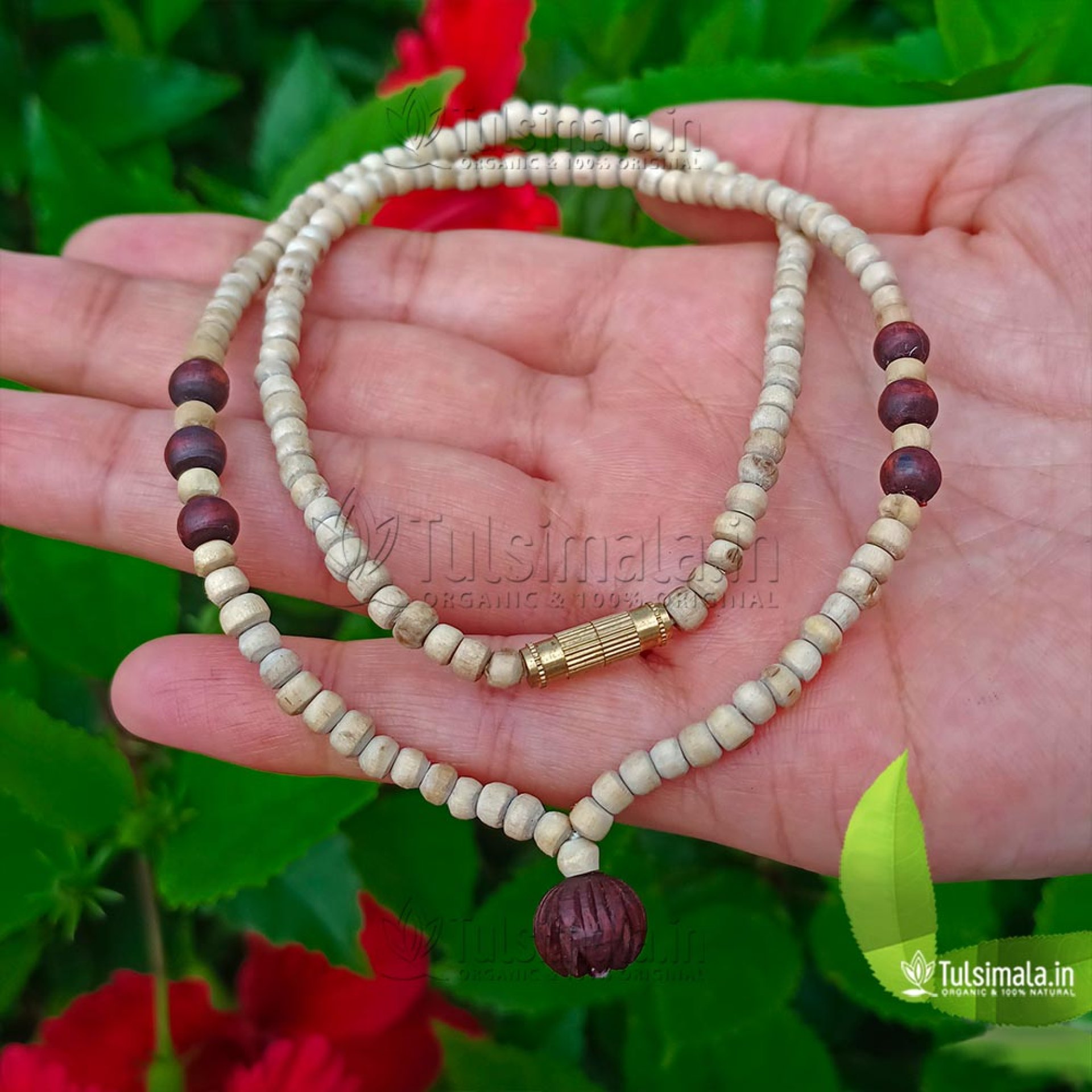 54+1 beads Clean Tulsi mala with Silver capping – Rudradhyay