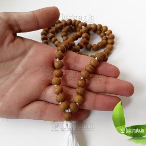 108 Beads White Chandan Japa Mala 8mm Beads Size 32 Inches