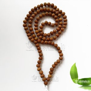 108 Beads White Chandan Japa Mala 8mm Beads Size 32 Inches