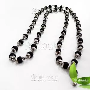 54+1 Original Tulsi Beads Mala for Multipurpose, Tulsi Beads 8mm Size with Pure Silver Capping