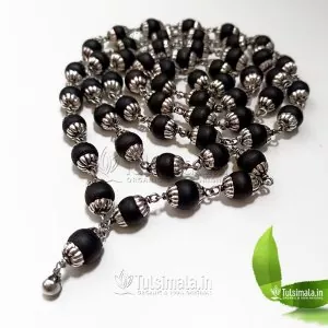 54+1 Original Tulsi Beads Mala for Multipurpose, Tulsi Beads 8mm Size with Pure Silver Capping 3