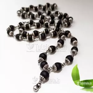 54+1 Original Tulsi Beads Mala for Multipurpose, Tulsi Beads 8mm Size with Pure Silver Capping 4