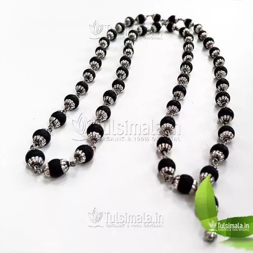 54+1 Original Tulsi Beads Mala for Multipurpose, Tulsi Beads 8mm Size with Pure Silver Capping