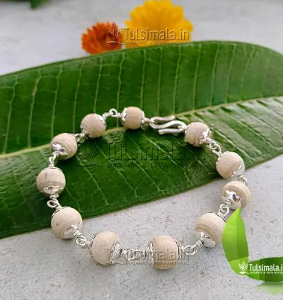Original Tulsi Beads Bracelet with Pure Silver 10mm Size