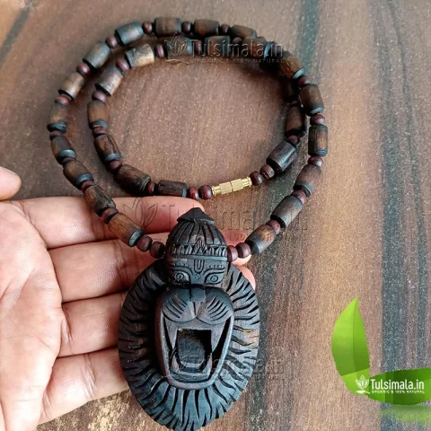 Shri Narasimha Dev ji Handcrafted Big Locket ISKCON Tulsi Beads Mala