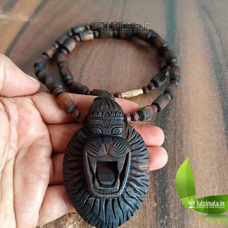 Shri Narasimha Dev ji Handcrafted Big Locket ISKCON Tulsi Beads Mala