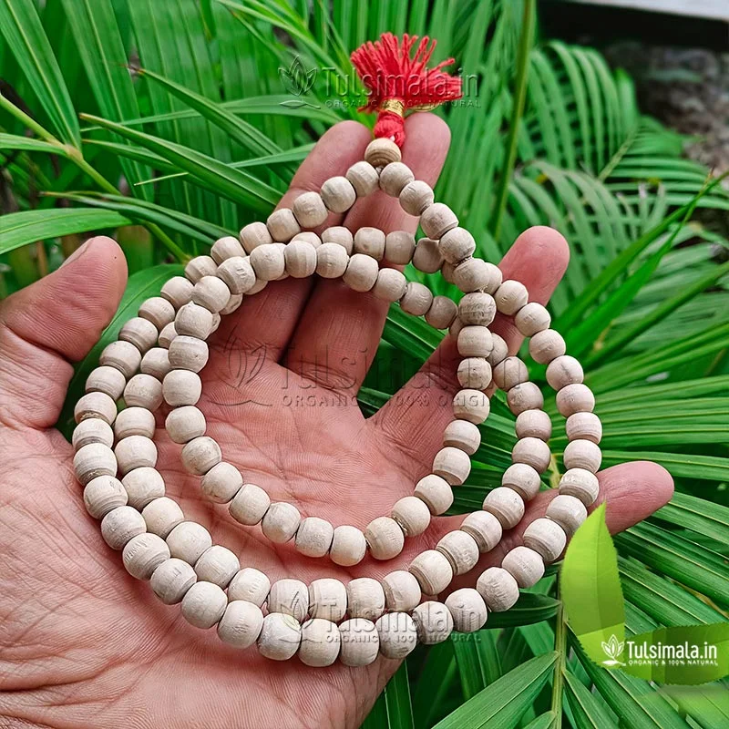 108+1 Original Tulasi Japa and Neck Mala with Pure Cotton Red Tassel