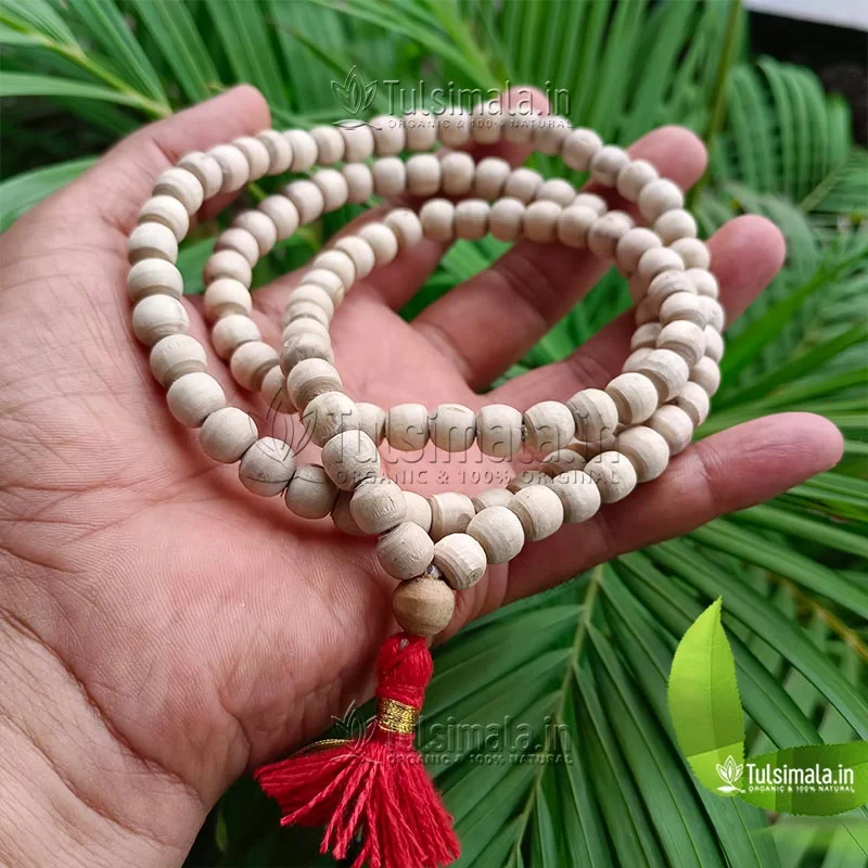 108+1 Original Tulasi Japa and Neck Mala with Pure Cotton Red Tassel