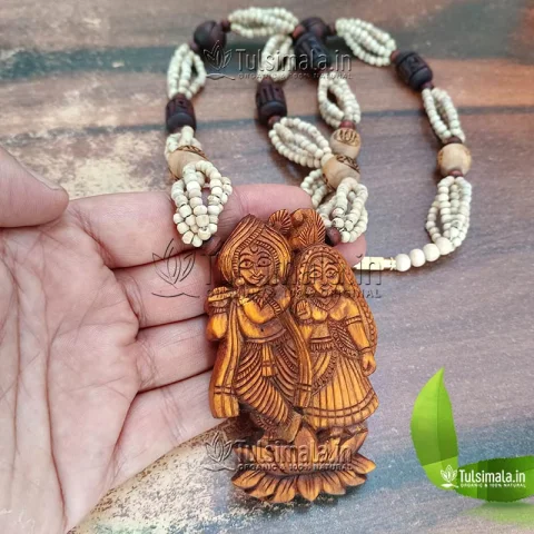 Radha Krishna Jugal Jodi Paunch Layer Original Tulsi Locket Mala 3mm Beads Size Locket Size 3x1.5 Inches