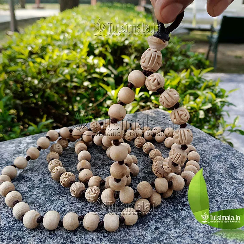 Krishna Tulsi Custom Design 108+1 Beads Tulsi Japa Mala with Radha Beads 14mm