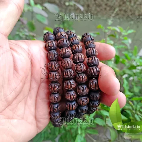 108+1 Radha Name Carving Pure Tulsi Beads Japa Mala