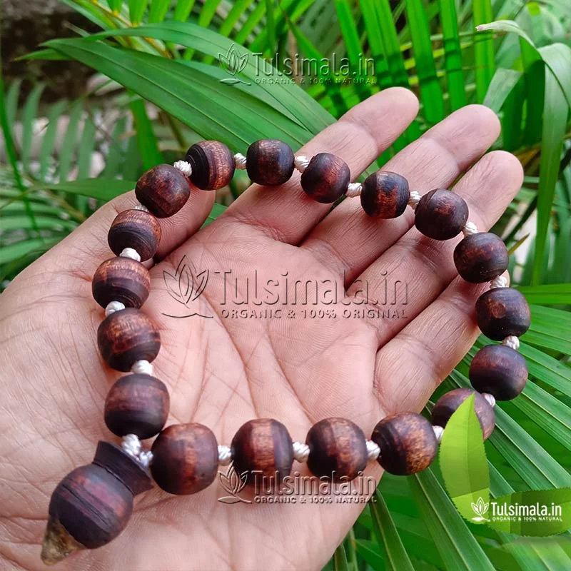 Berakha 18+1 Tulsi Japa Mala Dark Braown Beads Mala 14mm