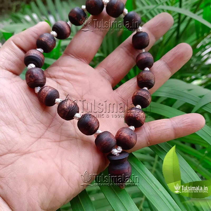 Berakha 18+1 Tulsi Japa Mala Dark Braown Beads Mala 14mm