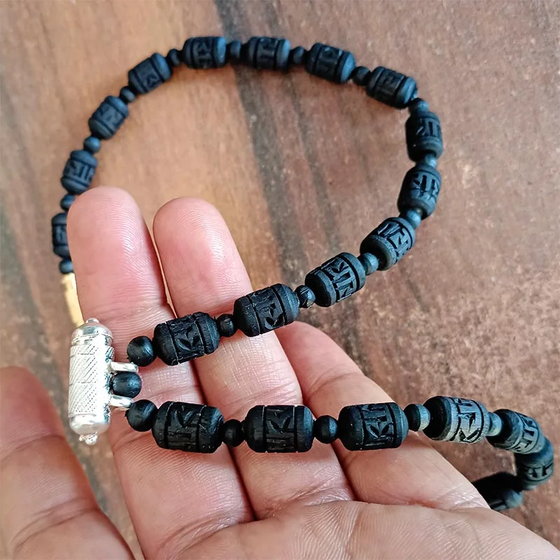 Shri Narasimha Pure Silver Kavacha Krishna Tulsi Kanthi Mala