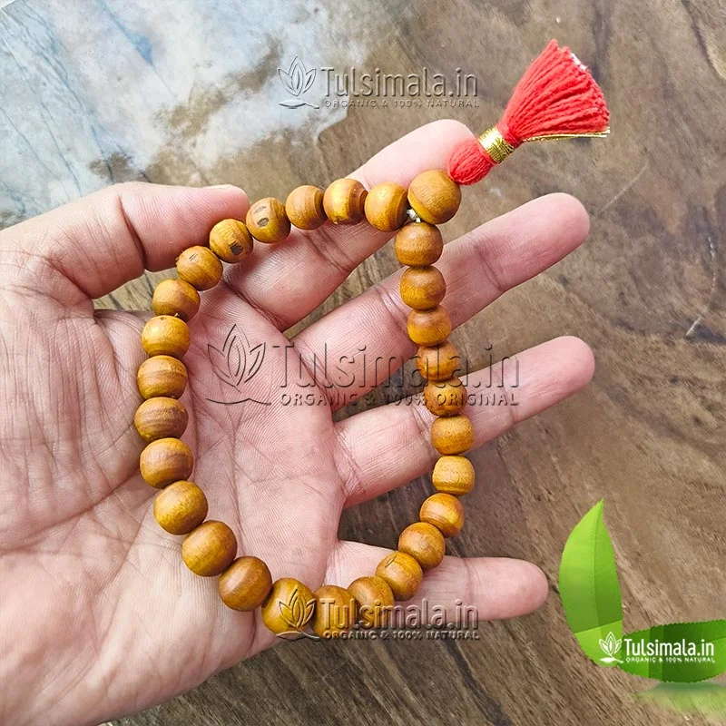 27+1 Beads Tulsi Japa Mala Without Knote with Red Tassel