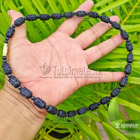 1 Round Sri Ram Written tulsi Neck Mala Black