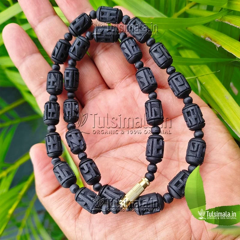 1 Round Sri Ram Written tulsi Neck Mala Black