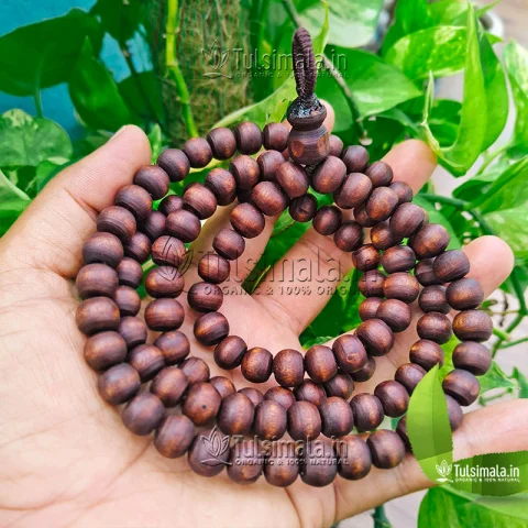 108+1 Japa Mala Krishna Tulsi Made Dark Brown Beads without knot 3